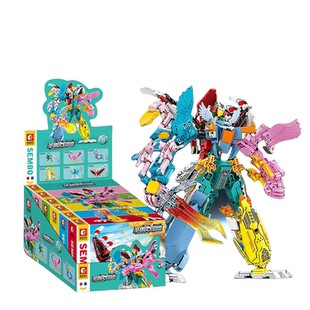 森宝10324-9圣兽图腾6合体天空骑士深海狂鲨颗粒组装积木玩具6岁+