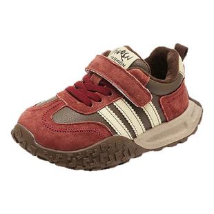 儿童运动鞋2025秋冬新款加绒二棉男童鞋子真皮软底女童宝宝德训鞋