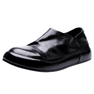 欧洲站冬季潮鞋2025新款水洗马皮乐福鞋男一脚蹬轻便休闲德比皮鞋