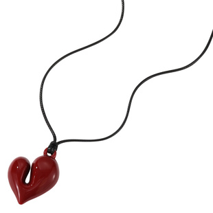 DODOGOGO红色爱心项链女款配饰秋冬长款高级毛衣链吊坠锁骨链颈链