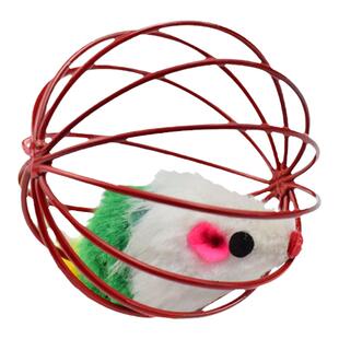 猫玩具笼中鼠逗猫棒真羽毛尾巴老鼠笼老鼠迷你玩具球猫咪自嗨玩具