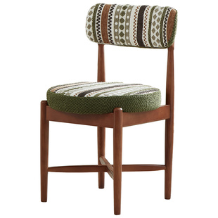 法式复古实木餐椅家用高级感设计师白蜡木中古风软包靠背餐桌椅子