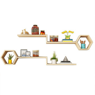 六边形墙上置物架整理架客厅墙壁装饰架卧室创意电视背景墙面书架