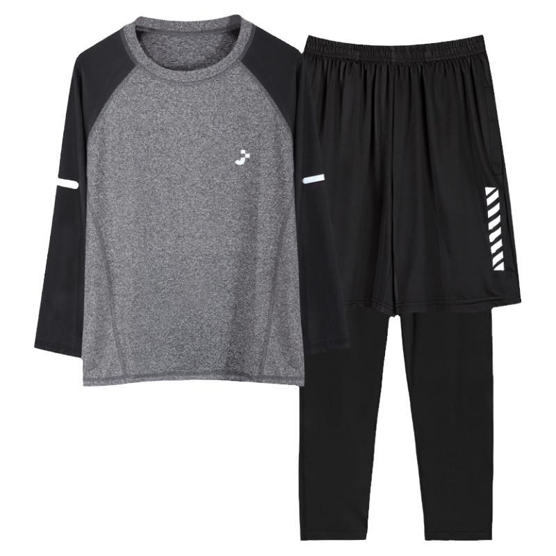 蘑菇兔胖男童速干训练服套装宽松