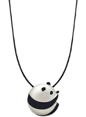 JuSmith国潮熊猫银珐琅女项链