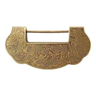 老式铜锁仿古雕花铸造纯铜挂锁箱子柜子加厚复古锁头横开古铜锁扣