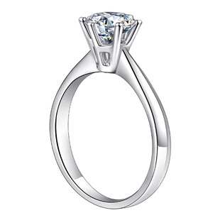 周梵生【培育】人工钻石戒指女铂金经典六爪人造钻戒1一2克拉女戒