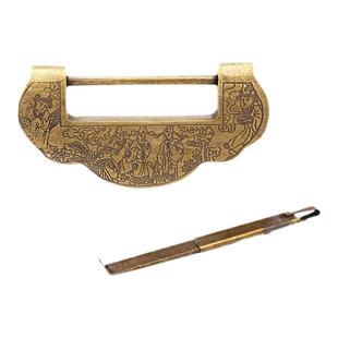 铜锁老式元宝锁中式仿古代黄铜小挂锁头樟木箱子柜门通用钥匙锁具