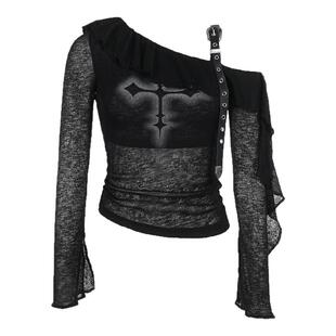 wannathis 哥特黑色heels舞服套装女亚比一字肩上衣亚文化半身裙