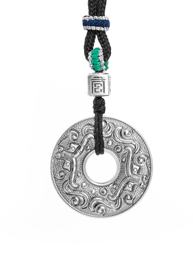 守护平安足银吊坠手工錾刻平安扣