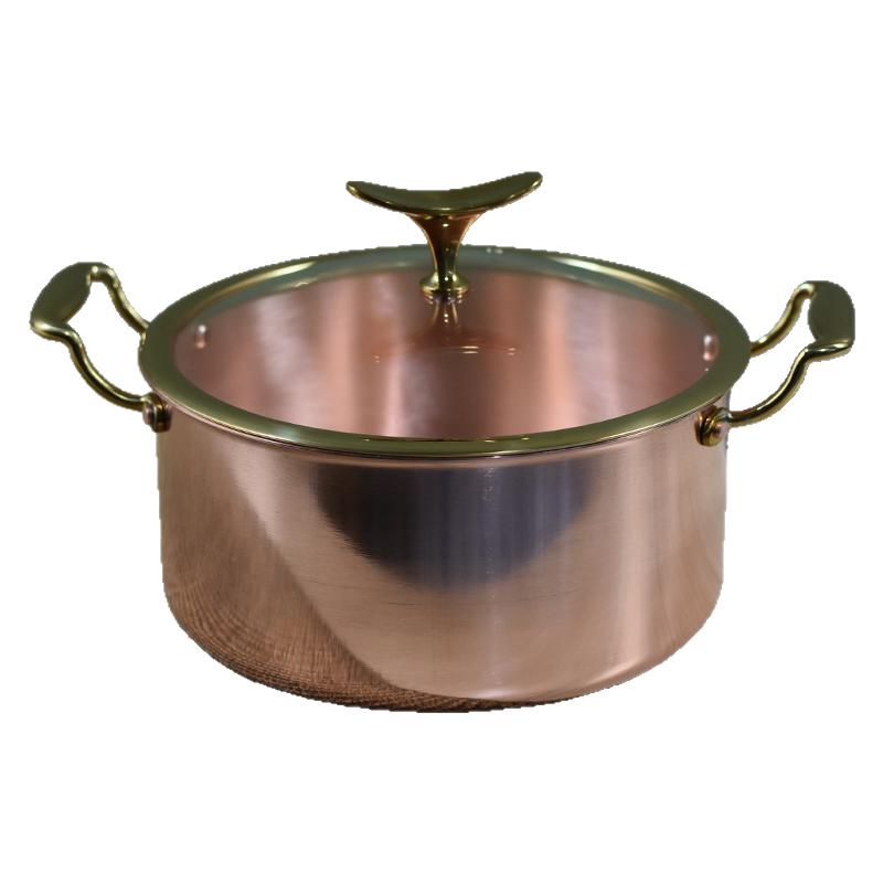 【精品特厚】紫铜涮羊肉铜火锅盆纯煎锅奶锅炖汤锅电磁炉燃气套装