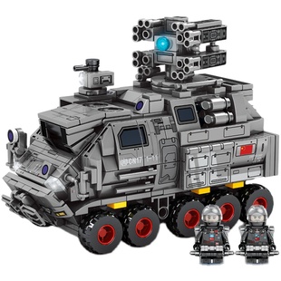 森宝积木流浪地球男孩拼装火箭玩具大型箱式运载车运兵车益智拼插