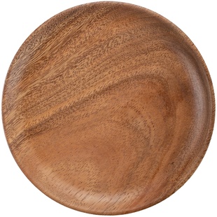 日式圆形实木盘子整木干果盘茶点咖啡托盘木质水果点心盘早餐碟子