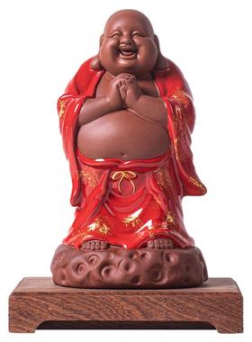 中式禅意陶瓷弥勒佛紫砂创意茶宠摆件精品可养高档茶文化茶桌