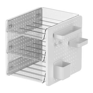 桌面洞洞板办公室文件架收纳盒桌面抽拉式书架亚克力透明收纳架宿舍书本书桌置物架