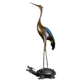 铜鹤摆件龟鹤一对祝寿礼品落地玄关仙鹤摆件大号客厅门厅开业礼品