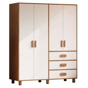 国补全实木儿童衣柜组合橡木小户型卧室中古风收纳柜男孩女孩衣橱