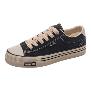 人本2025秋季新款复古帆布鞋男士休闲百搭经典板鞋韩版潮情侣男鞋