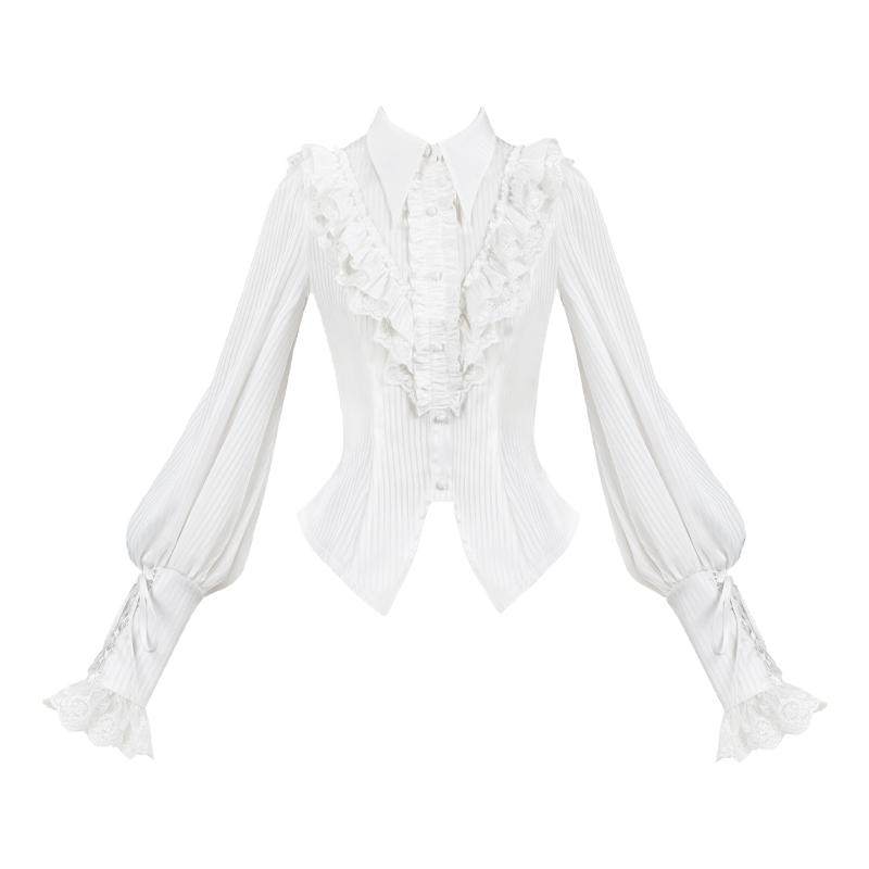 【夏洛特】withpuji原创设计复古哥特灯笼袖翻领衬衫lolita内搭