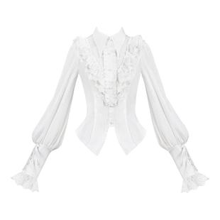 【夏洛特】withpuji原创设计复古哥特灯笼袖翻领衬衫lolita内搭