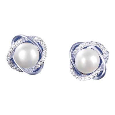 老银匠淡水珍珠女银耳钉