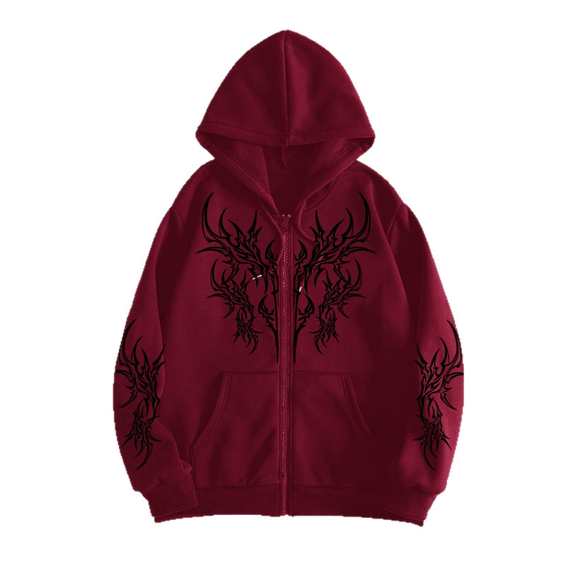 美式复古拉链连帽卫衣American retro zipper hooded sweatshirt