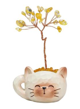 天然水晶树摆件动物水晶装饰摆件