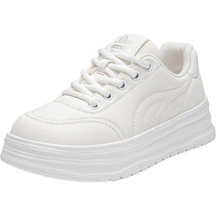 大东女鞋小白鞋2026春季新款时尚厚底休闲运动板鞋圆头系带女单鞋