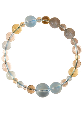 五行多宝互补水生金白水晶手串男女款黄水晶月光石海蓝宝璀璨手链