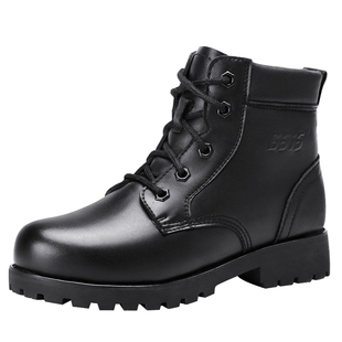 3515强人冬季保暖羊毛靴女加绒加厚黑棉鞋真皮厚底短筒马丁靴女靴