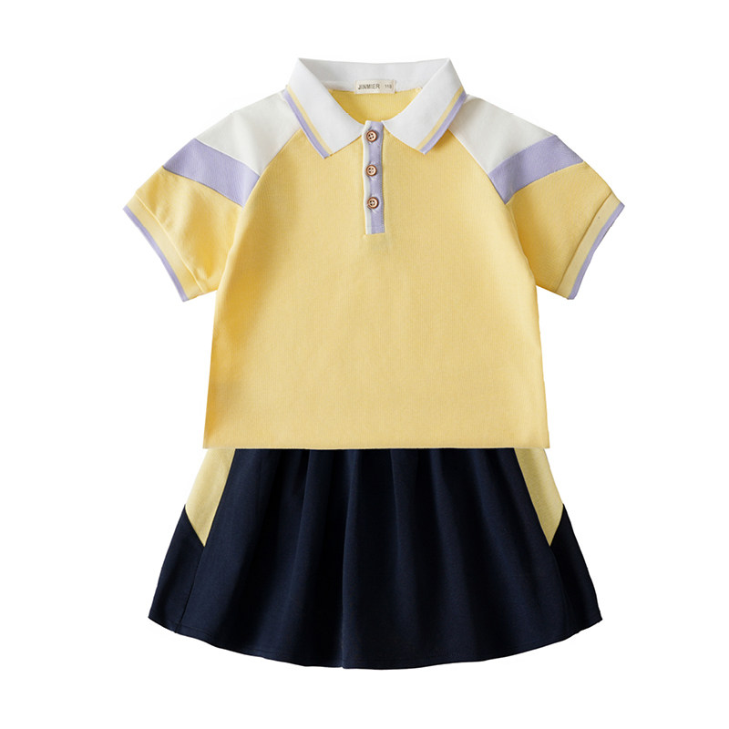 幼儿园园服夏装英伦风黄色小学生校服班服毕业照儿童短袖运动套装