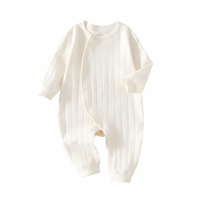 婴儿连体衣秋冬纯棉a类宝宝衣服四季款斜开长袖睡衣秋冬打底内衣