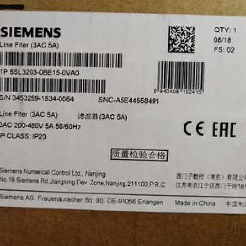 议价西门子6SL3203-0BE15-0VA0全新原装现货6SL32030BE150VA0过滤