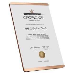 实木奖牌定制经销商加盟代理牌匾a4亚克力专利授权牌颁奖荣誉证书