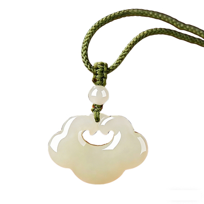 天然和田玉平安锁吊坠