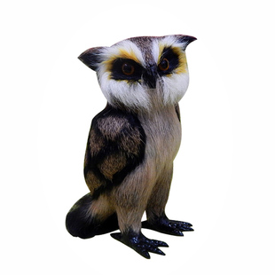 仿真猫头鹰模型摆件小猫头鹰公仔玩偶仿真动物鸟类羽毛玩具装饰品