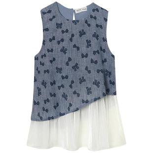 慕兔甜美不规则无袖背心衬衫女2025夏季新款设计感小众蝴蝶结上衣