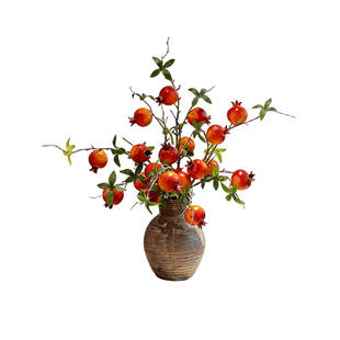 陶瓷花瓶石榴果仿真花红色喜庆轻奢高级感客厅餐桌新年装饰品摆件