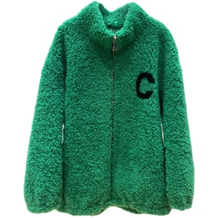 特价 羊羔毛字母C新中长款立领宽松皮毛一体颗粒羊剪绒皮草外套女