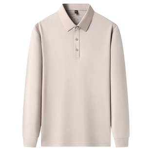 无标polo衫男士长袖T恤没有logo纯色款95棉丝光体恤带领春秋上衣