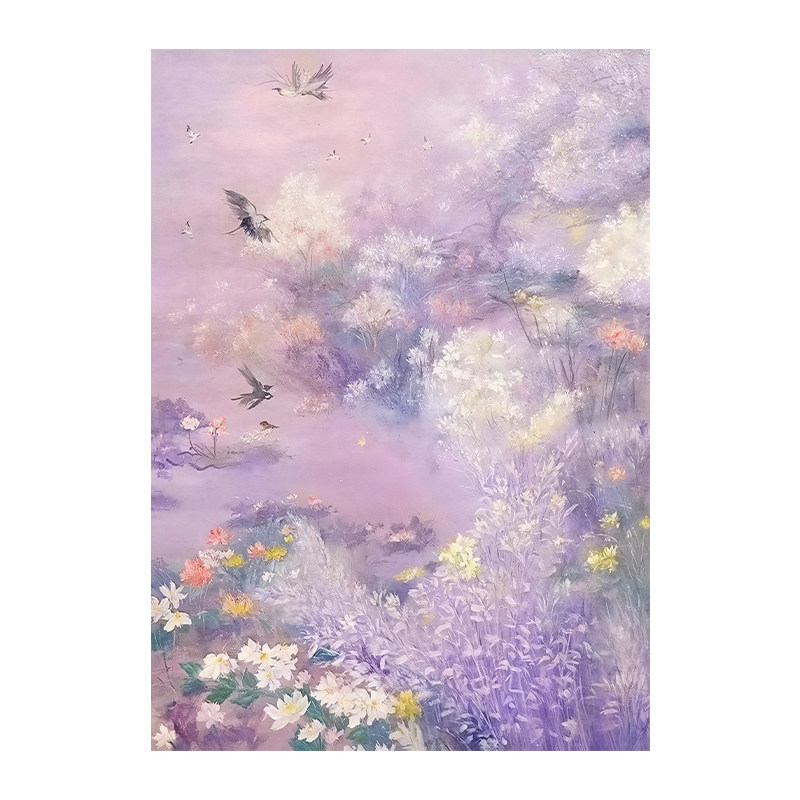 莫奈油画磨砂玻璃贴膜防水不透人