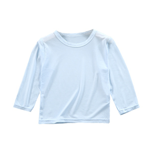 宝宝莫代尔上衣长袖薄款春秋打底男童女童空调服夏季儿童睡衣t恤