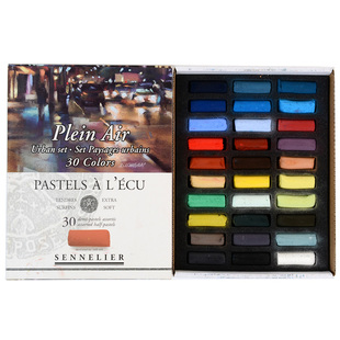 法国SENNELIER申内利尔色粉笔PASTELS 30色半支软质风景色粉彩棒