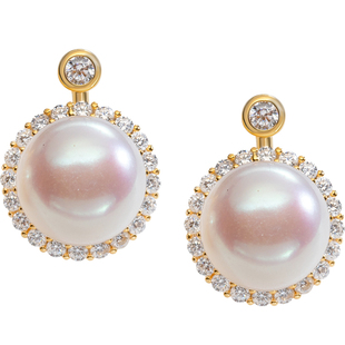 南珠宫925银淡水珍珠耳环耳钉强光送女友生日礼物 C-E041SD-J