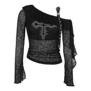 wannathis 哥特黑色heels舞服套装女亚比一字肩上衣亚文化半身裙