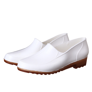 金橡女士浅口胶鞋白色元宝鞋厨房食品雨靴防滑防水鞋马口低帮雨鞋