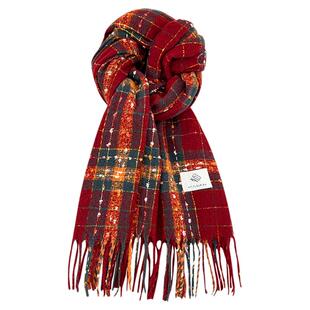 红色围巾女冬季2025新款韩系氛围感加厚学生浆果星星新年礼物围脖