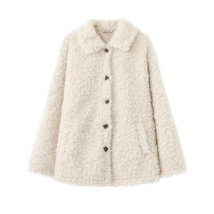 荒荒家蓬松毛毛外套2025冬季新款加厚绒茸白色皮毛一体夹克开衫女