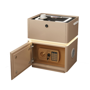 智能实木床头柜保险箱一体简约家用卧室带锁轻奢高级感小型收纳柜