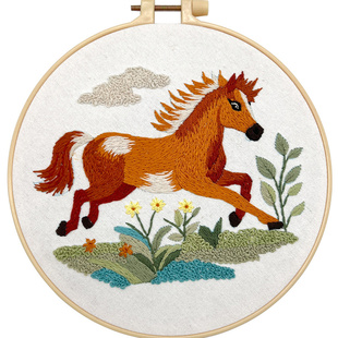 刺绣手工diy材料包高端生肖马刺绣挂画 新手入门手工刺绣装饰套件